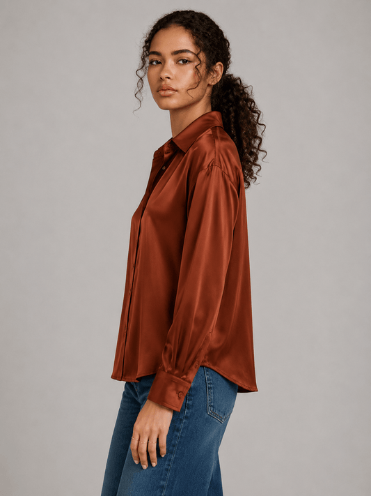 Copper Satin Oversized Chemise 🤎✨ - The ENK