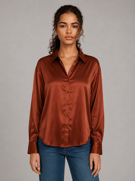 Copper Satin Oversized Chemise 🤎✨ - The ENK