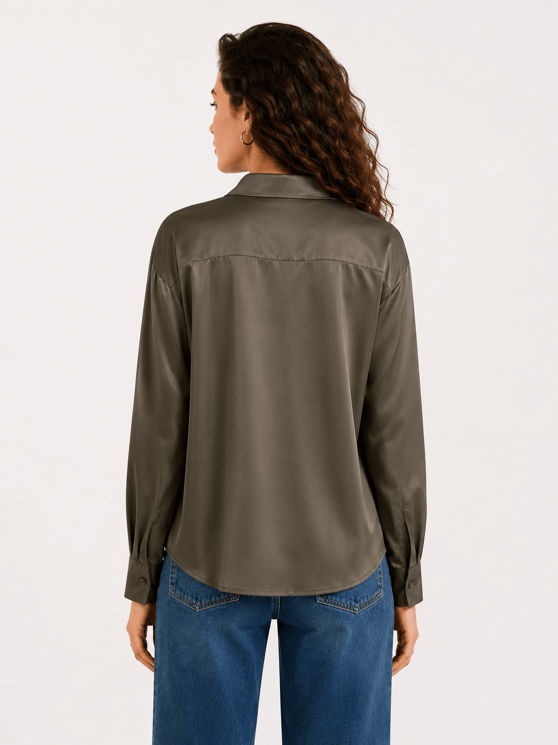 Olive Satin Oversized Chemise 💚✨ - The ENK
